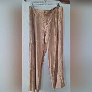 Alice+Olivia Womens Tan Linen Blend Wide Leg Trousers Size 10